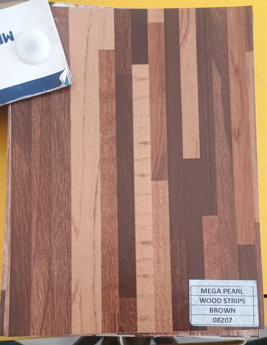 Mega Pearl Wood Strips Brown Pvc Flooring