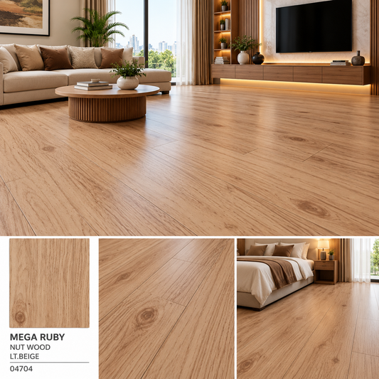 Mega Ruby Nut Wood Beige Pvc Flooring