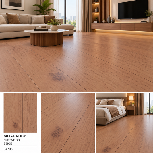 Mega Ruby Beige Nut Wood Beige Pvc Flooring