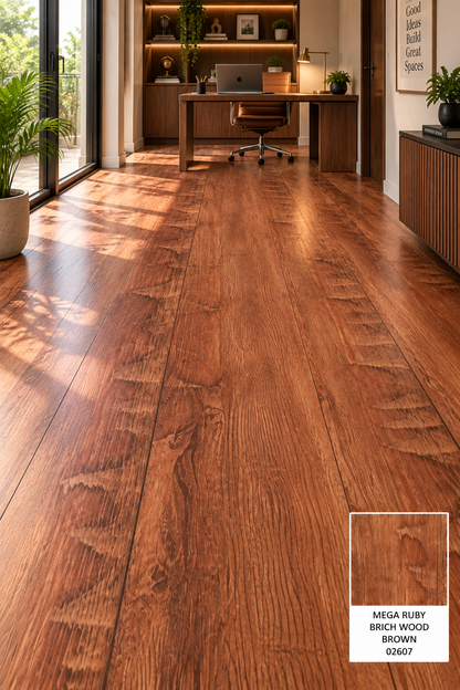 Mega Ruby Brich Wood Brown Pvc Flooring