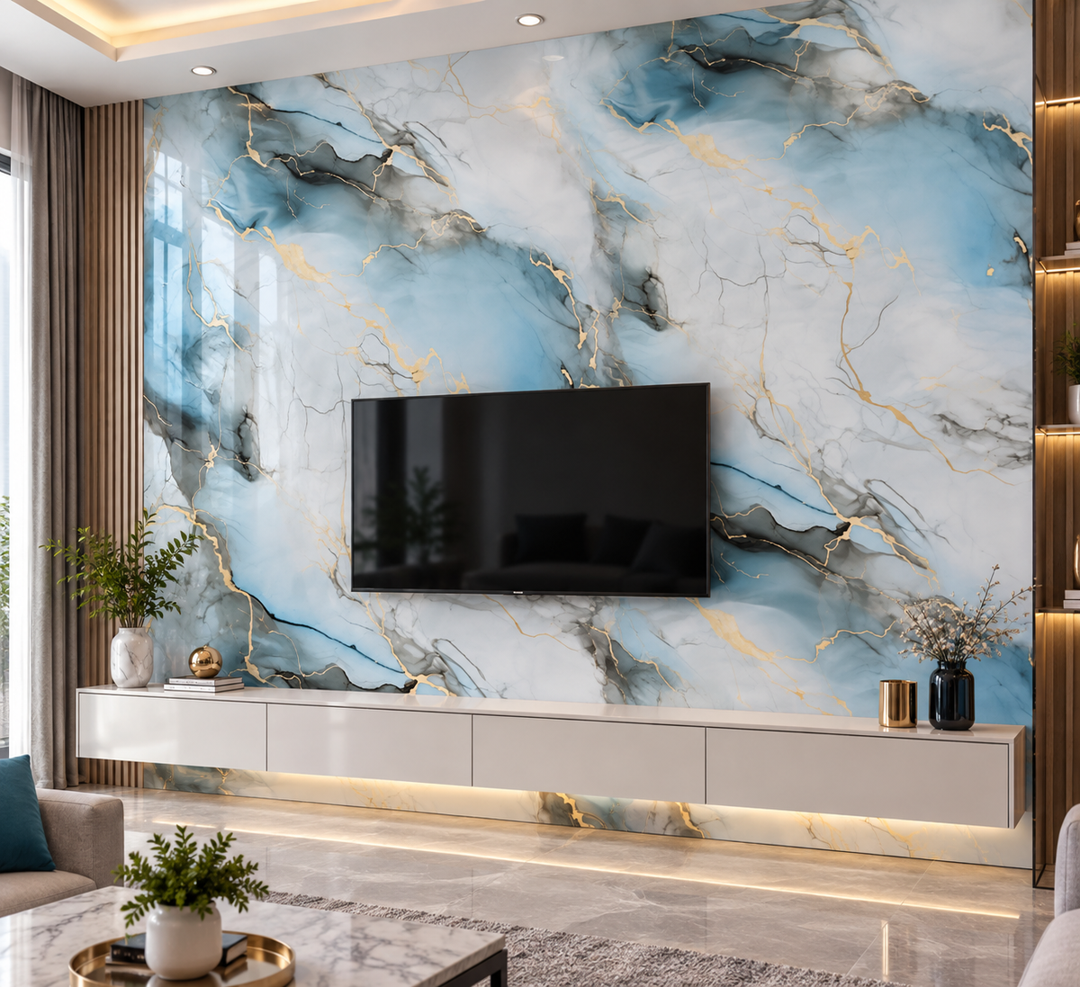 Blue Diamond Pvc Self adhesive Wallpaper